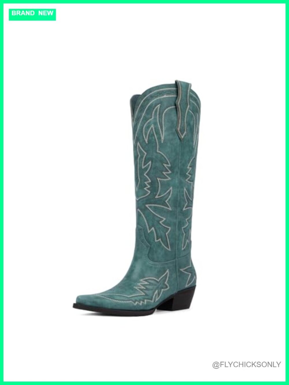 Women's Faux Leather Knee High Western Cowboy Boots Pointed Toe Block Heel